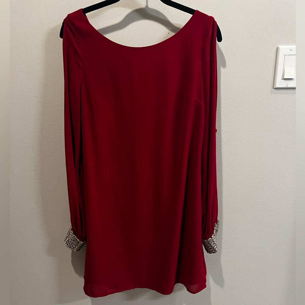 Red Long Sleeve (Slit Sleeve) Dress